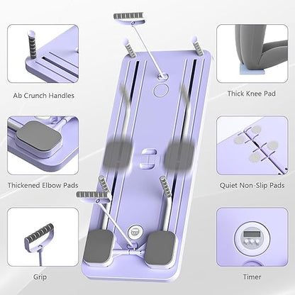 Portable Pilates board with adjustable resistance bands