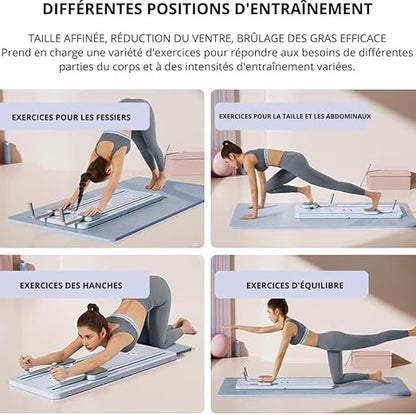 Portable Pilates board with adjustable resistance bands