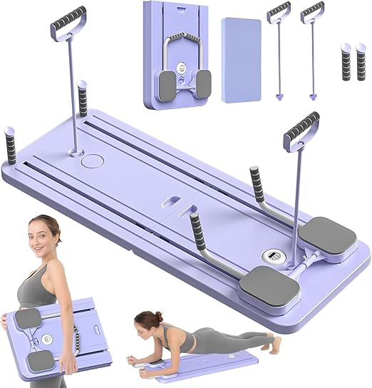Portable Pilates board with adjustable resistance bands