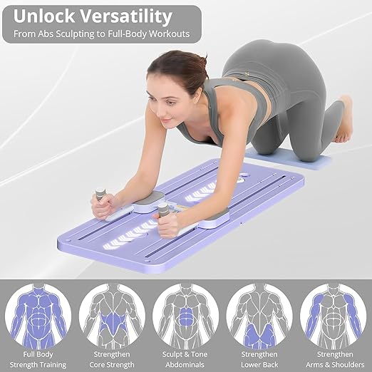 Portable Pilates board with adjustable resistance bands