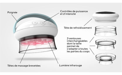 Anti-Cellulite Body Massager with Infrared & 3 Intensities – Multi-Head Suction Massage Device for Slimming & Pain Relief